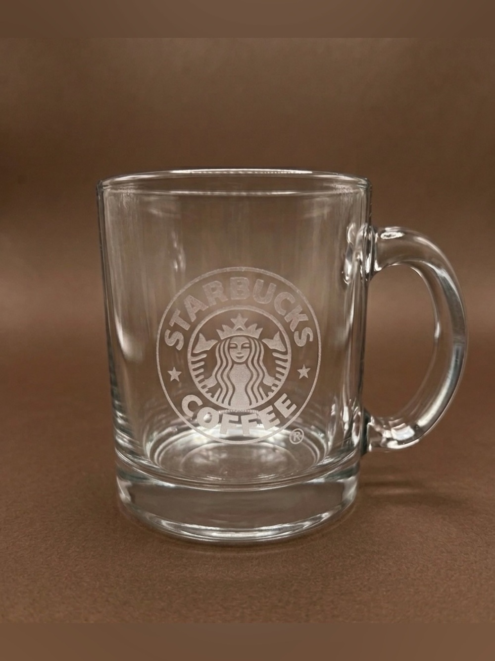 Vintage Starbucks Clear Glass Mug Etched Frosted Logo Made in USA - 10 oz